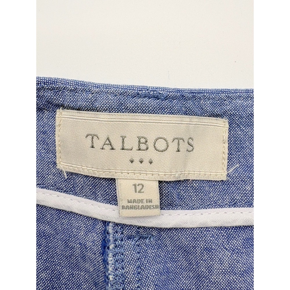 Talbots Ankle Pants Womens 12 Blue Chambray Cotton Casual Straight Leg - Picture 4 of 5